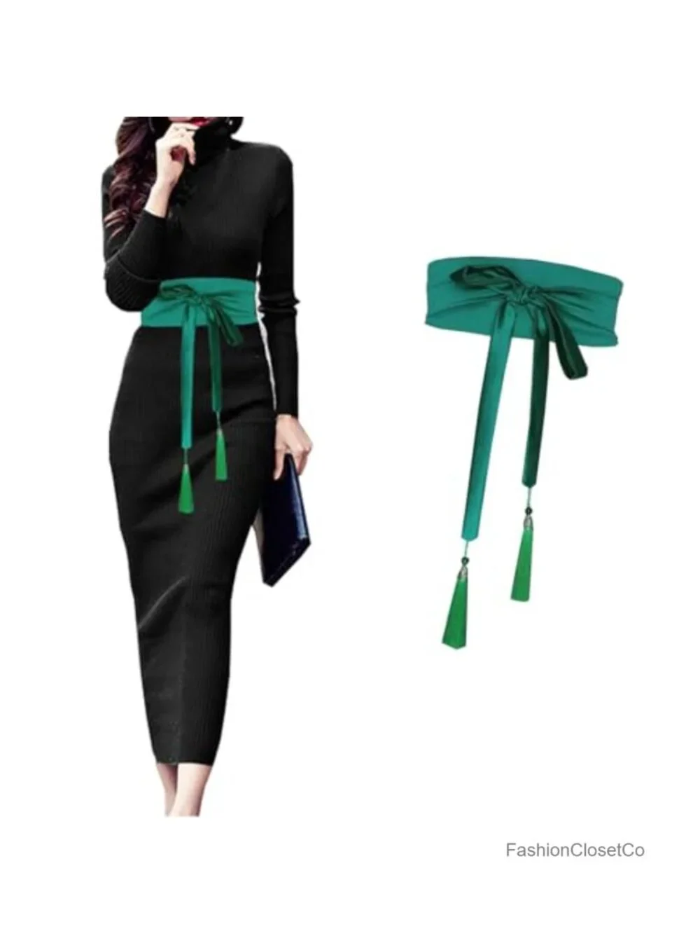 Women's Silk-Like Tassel Tie Belt | Lace-Up Waist Wrap for Dresses